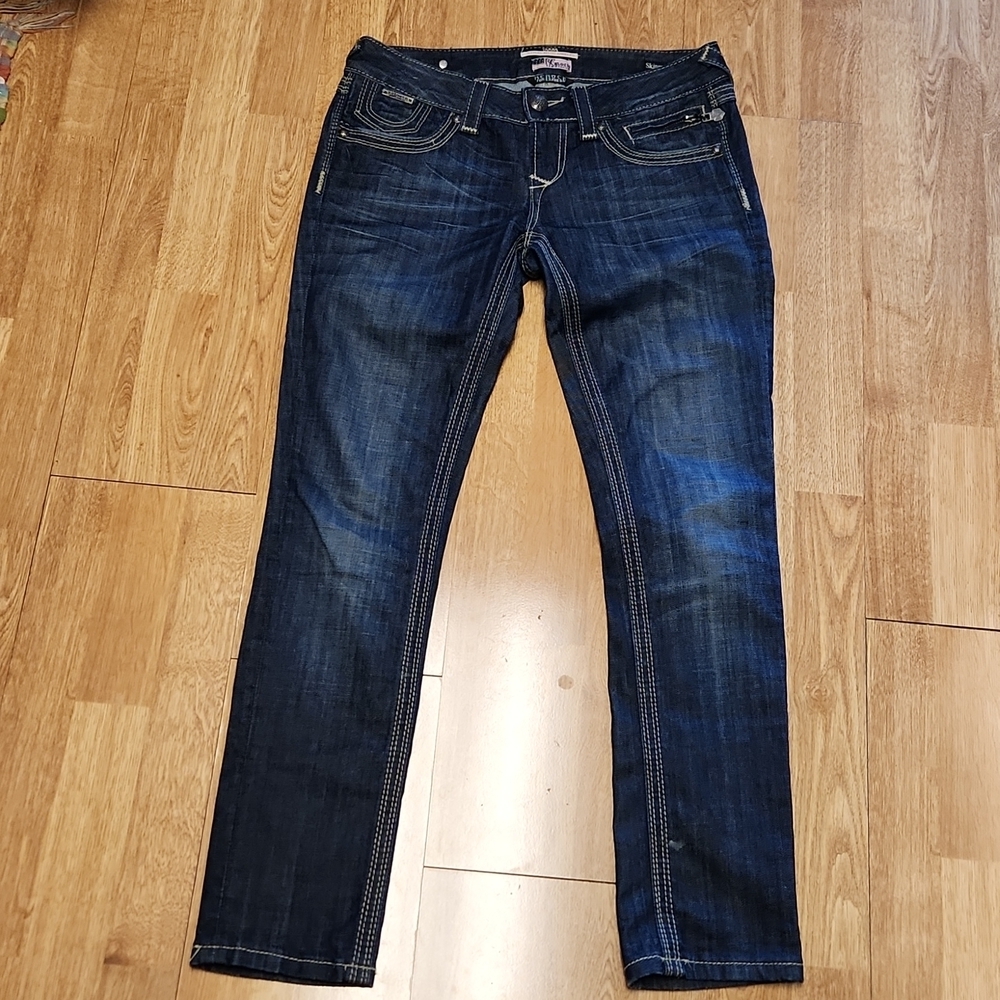 ReRock contrast stitch low rise skinny jeans 4S